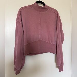 Daily Ritual Crop Fleece Pullover Sweatshirt with Back Cutout in Size XL